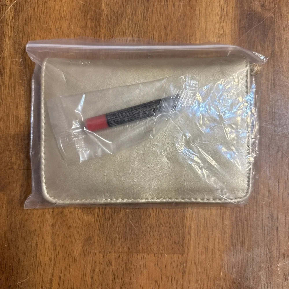 Mary Kay 2012 Gold Beauty‎ Case Make Up Bag Lip Gloss Sample Zip Closure 4x5.5